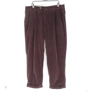 Incotex Pants Mens 42 Venezia 1951 High Comfort Corduroy Pleated Cuffed brown